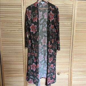 LuLaRoe Floral open full length cardigan sweater large